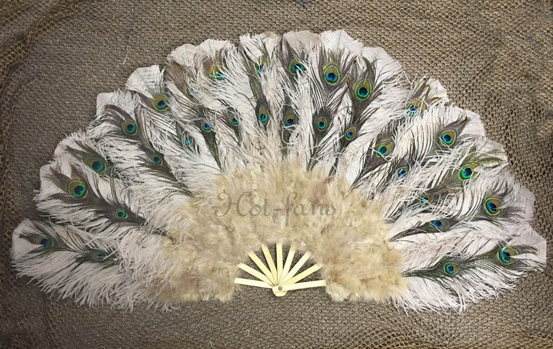 Ventaglio gigante nero extra lusso in piume di struzzo per burlesque Ventaglio gigante nero extra lusso in piume di struzzo per burlesque