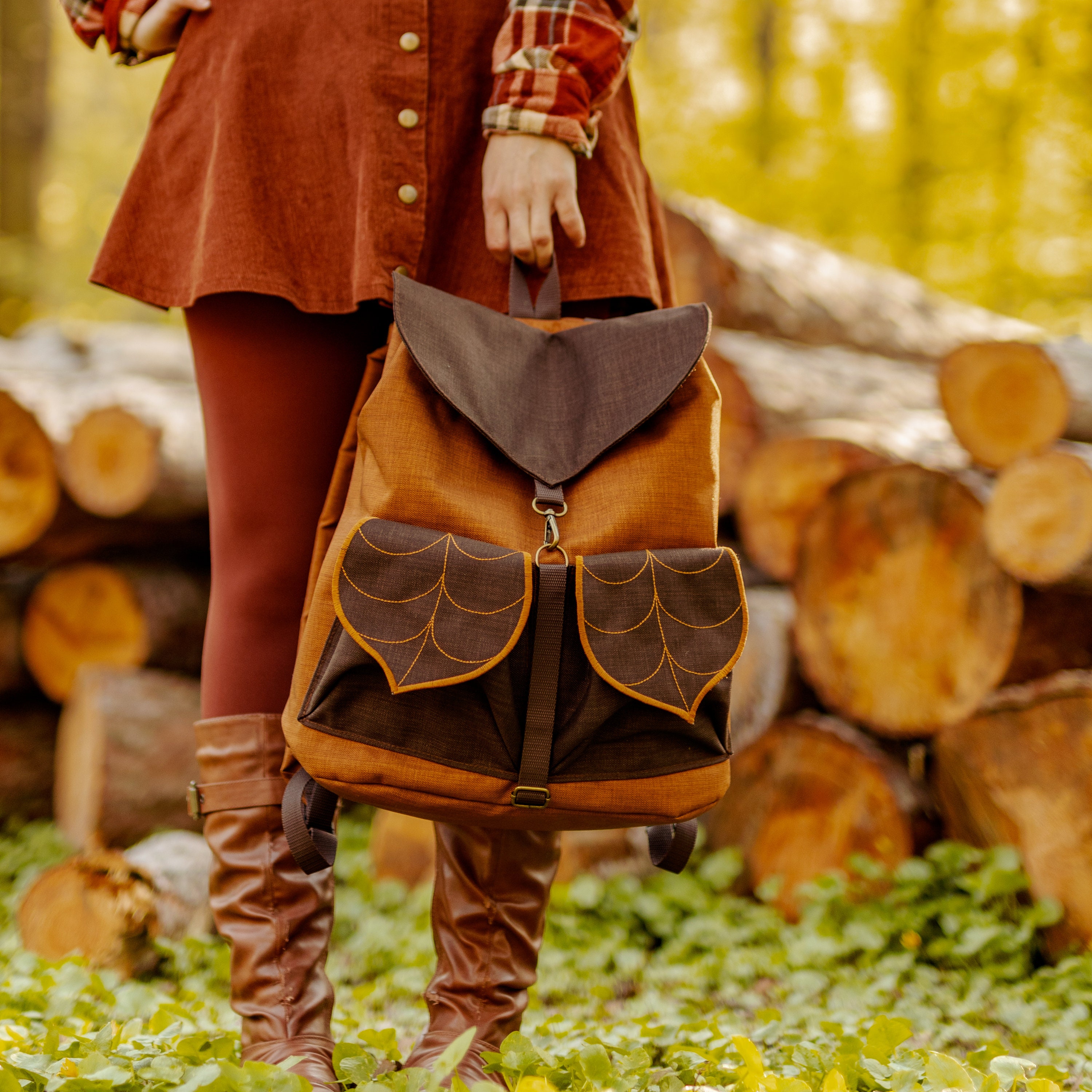 Large Emerald Green Leaf Backpack — Leafling Bags