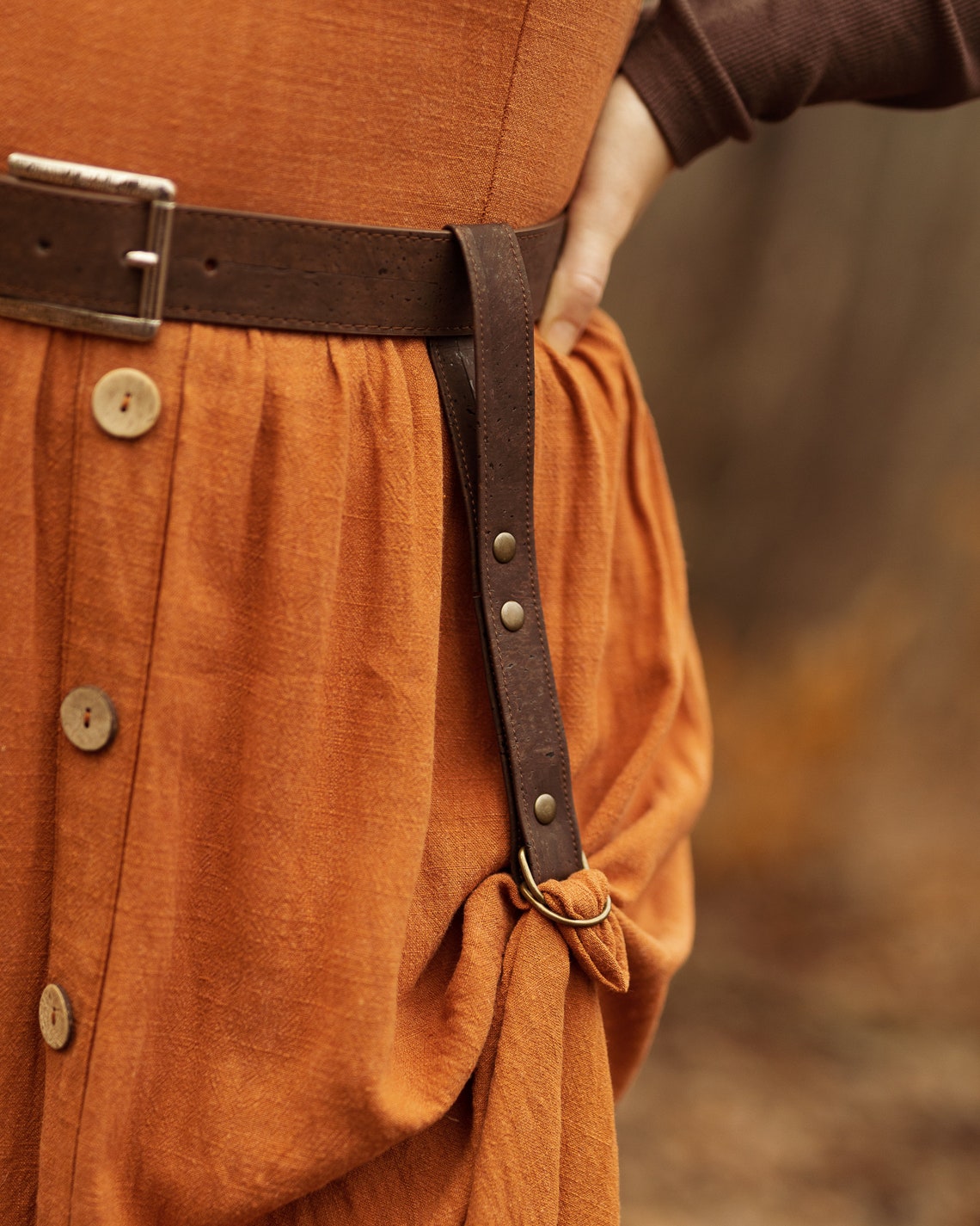 Brown Cork Leather Skirt Hikes Skirt Chaisers Made From Plant Etsy