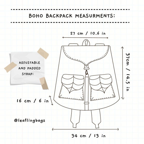 Brown Bohemian Leaf Backpack by Leafling Bags 27-34x37x16cm - Etsy Israel