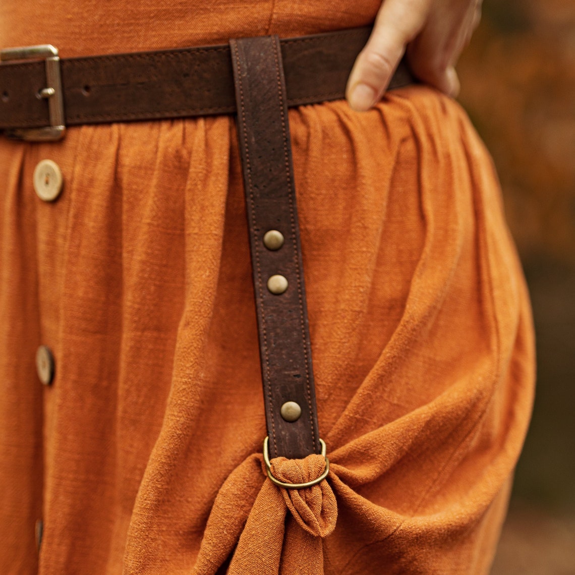 Brown Cork Leather Skirt Hikes Skirt Chaisers Made From Plant Etsy