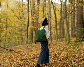 Large Emerald Green Leaf Backpack - PRE ORDER