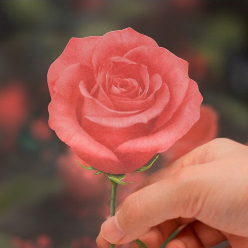 Rose Large Sticky Memo Notes Rose Notepad Flower Memo Etsy