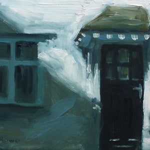 St Ives Cornwall Pintura al óleo original, 'La puerta negra' Sin marco, Vistas de St Ives, Vista de vacaciones de Cornualles, Artista de Cornualles