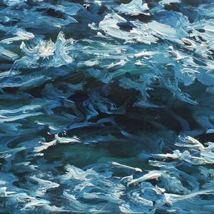 Cornish Coastal Painting, &#39;Wave 1&#39;, Arte originale ad olio, Senza cornice, su tavola d&#39;archivio, 21 x 15cm