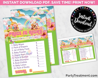 Juego de baby shower Candyland Price Right, juego de baby shower Candy Land, juego imprimible de baby shower Price Right, DESCARGA INSTANTÁNEA