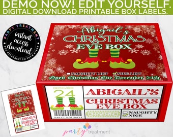 Printable Christmas Eve Box Label, Personalized Night Before Christmas Box Label, Editable Christmas Gift label, INSTANT DOWNLOAD