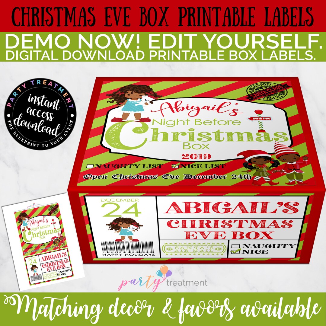 Christmas Eve Box Label, Personalized Night Before Christmas Box Label ...
