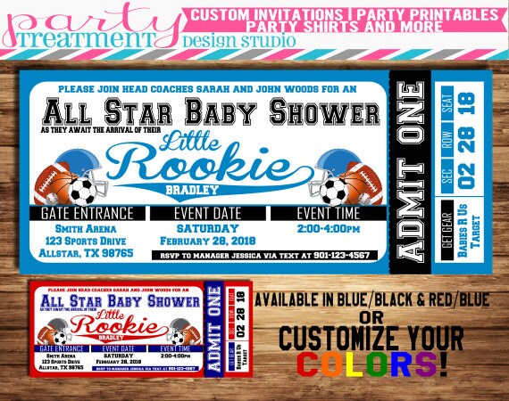 All-Star Sports Baby Shower Ticket Invitation allstar baby | Etsy