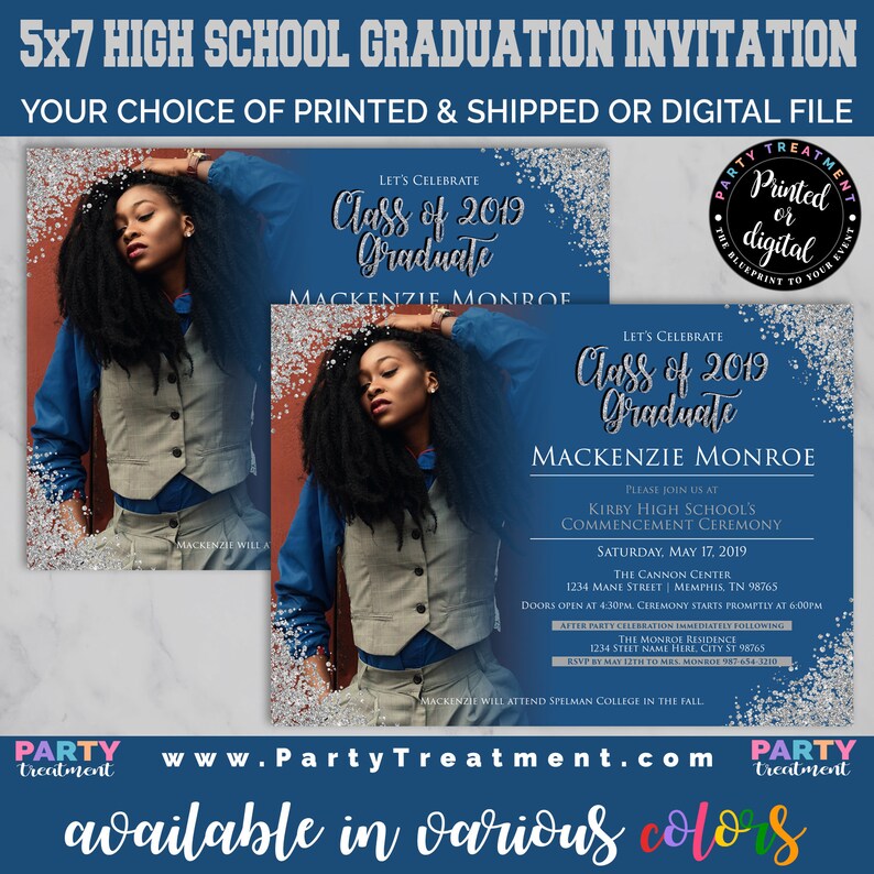 Photo graduation invitation for high school. Available in various colors! Click to learn more!