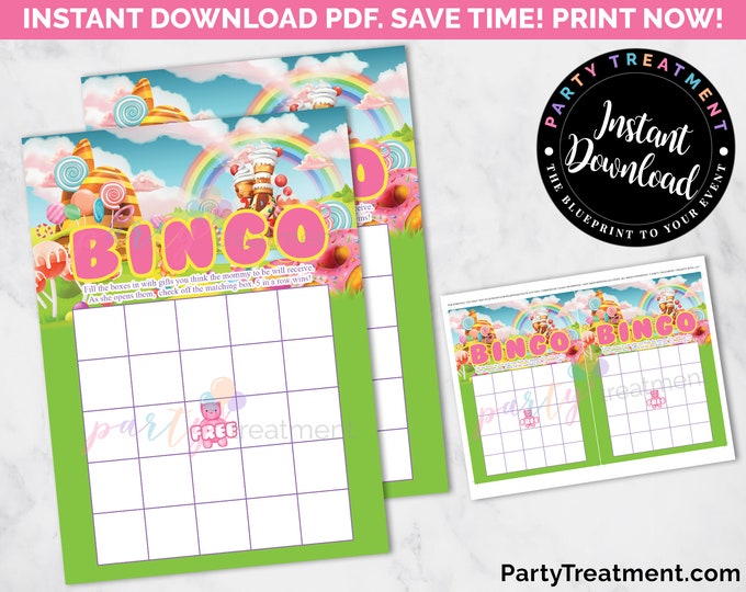 Candyland Printable/downloadable Bingo Game Candy Themed Sugar-inspired ...
