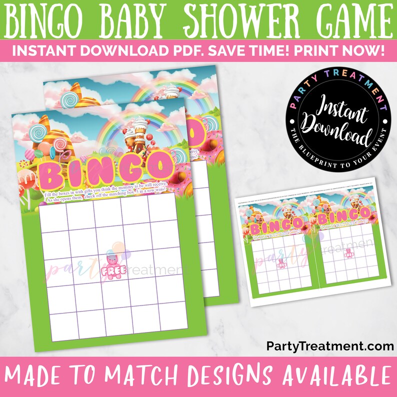 Candyland Bingo Baby Shower Games Candy Land Bingo Printable - Etsy