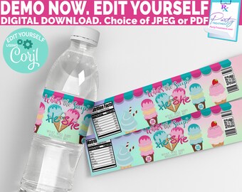 What's the Scoop Gender Reveal Water Bottle Label, Instant Access INSTANT DOWNLOAD