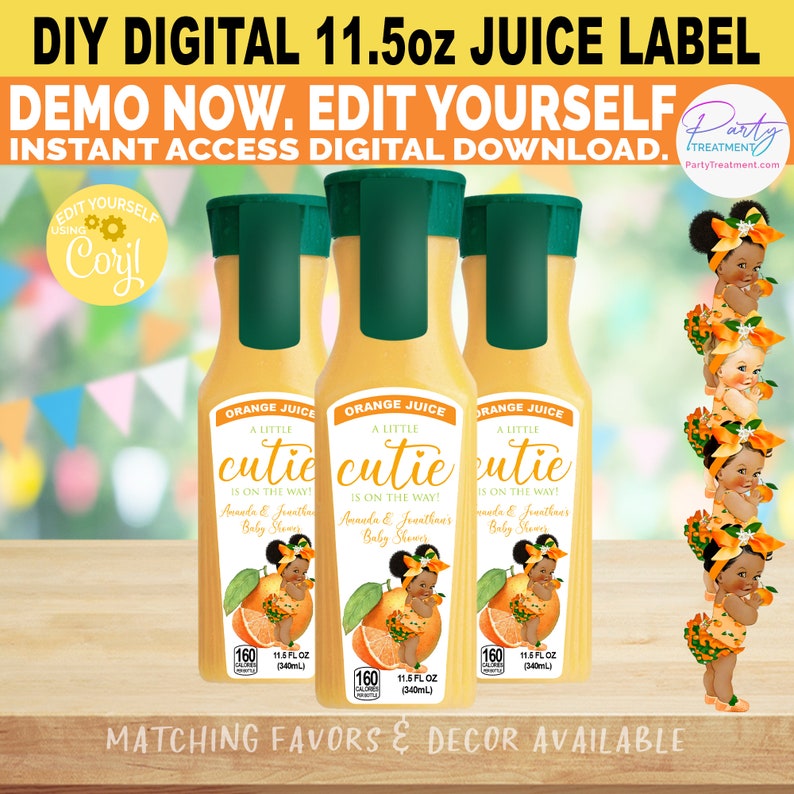 simply orange juice personalized label Little Cutie baby shower favor ideas. Check out this list of Little Cutie baby shower ideas. Includes ideas for favors, food, decorations and more.