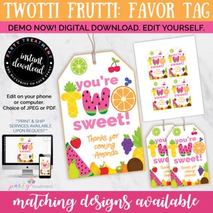 Etiqueta para botella de agua Twotti Frutti: Fiesta de frutas editable (descarga instantánea) imagen 5