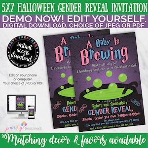 Halloween Gender Reveal Invitation, A Baby Is Brewing Gender Reveal, Fall Gender Reveal, Potter Gender Reveal, INSTANT DOWNLOAD