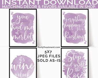 Printable Wine Signs, Printable Wine Sayings, Wine Party Decor, Wine Party Printables, INSTANT DOWNLOAD