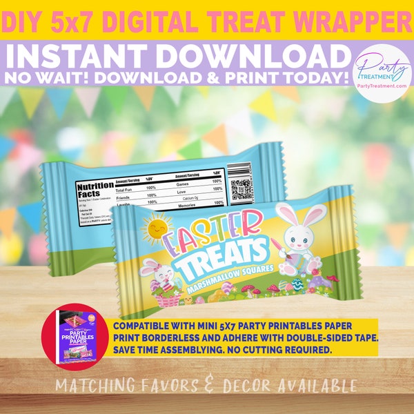 Easter Treat Wrapper Printable, Easter Bunny Rice Treat Printable, Easter Basket Stuffer INSTANT DOWNLOAD