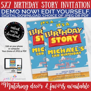 Editable Birthday Boy Story Invitation, Birthday Story Invitation, Birthday Invitation, Editable INSTANT DOWNLOAD