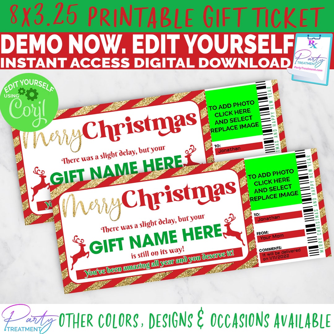 Delayed Christmas Gift Printable, Late Gift From Santa Printable Gift ...