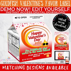 Goudvis Valentine, afdrukbare vissen Valentine, Noncandy Valentine, Preschool Valentine, gepersonaliseerde afdrukbare Valentine, INSTANT DOWNLOAD