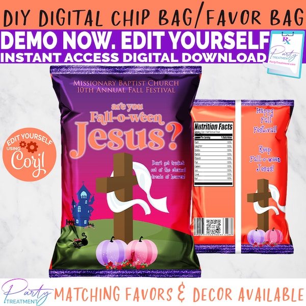 Are you fall-o-ween Jesus Chip Bag, Church Fall Festival, Fall Festival Gift Bag, Are You Falloween Jesus Party Favor  INSTANT DOWNLOAD