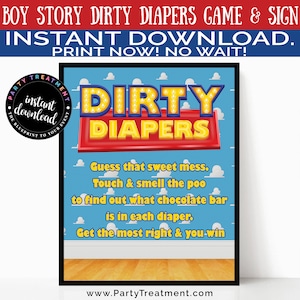 Boy Story Dirty Diaper Game Printable, Boy Story Guess That Sweet Mess Printable, Sign and Guessing Sheet, Baby Shower, INSTANT DOWNLOAD image 2