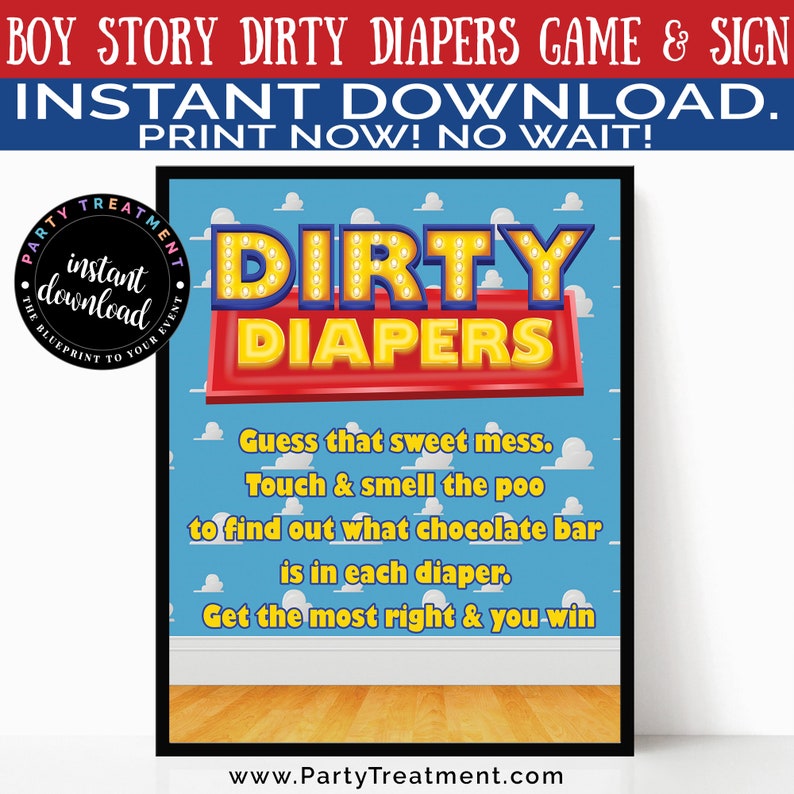 Boy Story Dirty Diaper Game Printable, Boy Story Guess That Sweet Mess Printable, Sign and Guessing Sheet, Baby Shower, INSTANT DOWNLOAD image 2