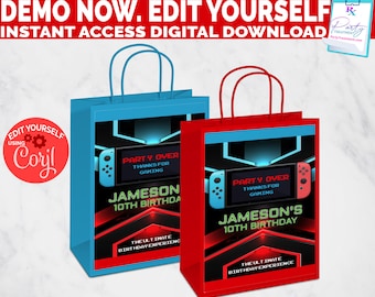 Editable Video Game Party Favor Label (Digital Download)