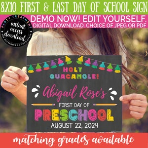 First Day of Preschool Sign, First Day of School Chalkboard Printable Sign, First and Last Day, Fiesta School Sign, INSTANT DOWNLOAD