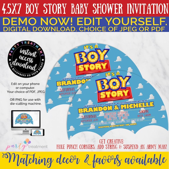its a boy story baby shower invitations