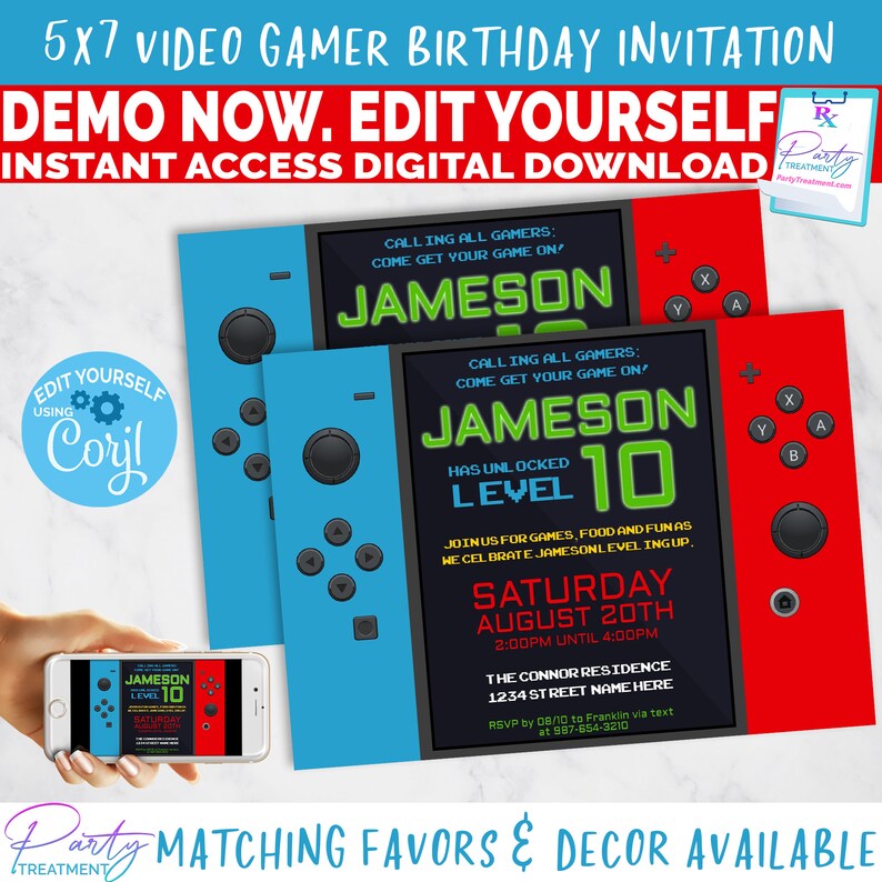 Editable Video Game Chocolate Bar Wrapper: Gamer Party Favor (Digital Download) image 4