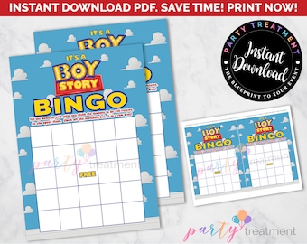 Boy Story Bingo Baby Shower Games, Blank Baby Shower Bingo,  Printable shower games, INSTANT DOWNLOAD