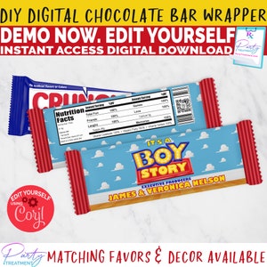 Boy Story Krispy Treat Printable, boy story baby shower party favor, it's a boy story treat wrapper INSTANT ACCESS Digital Download image 7