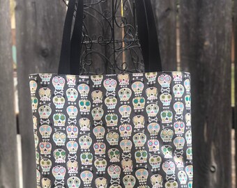 SKULL SUGAR CROCHET KNITTING BAG GOTHIC QUILTED EMO BABY TOTE HANDBAG SHOPPER