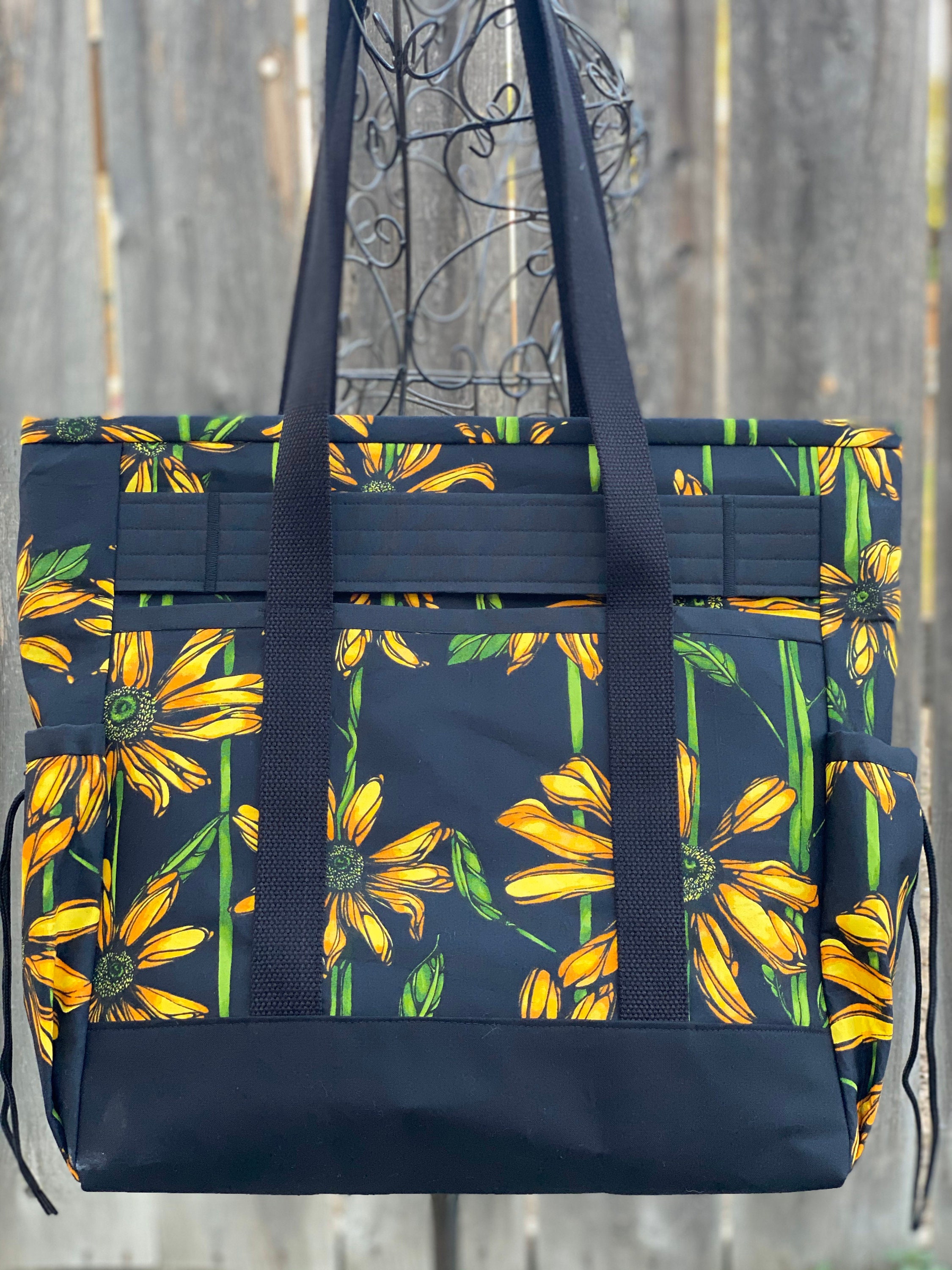 Large Teacher Tote Bag Sunflower Zippered Nurse Tote Bag with | Etsy