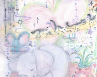 Puzzle da 500 pezzi, Il sogno della farfalla dell'elefante, opera d'arte originale ad acquerello, regalo consapevole e decorazione da incorniciare.