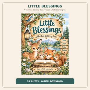Christian Coloring Book: Little Blessings Printable 19 B&W Pages, Faith-Filled Reflection Prompts