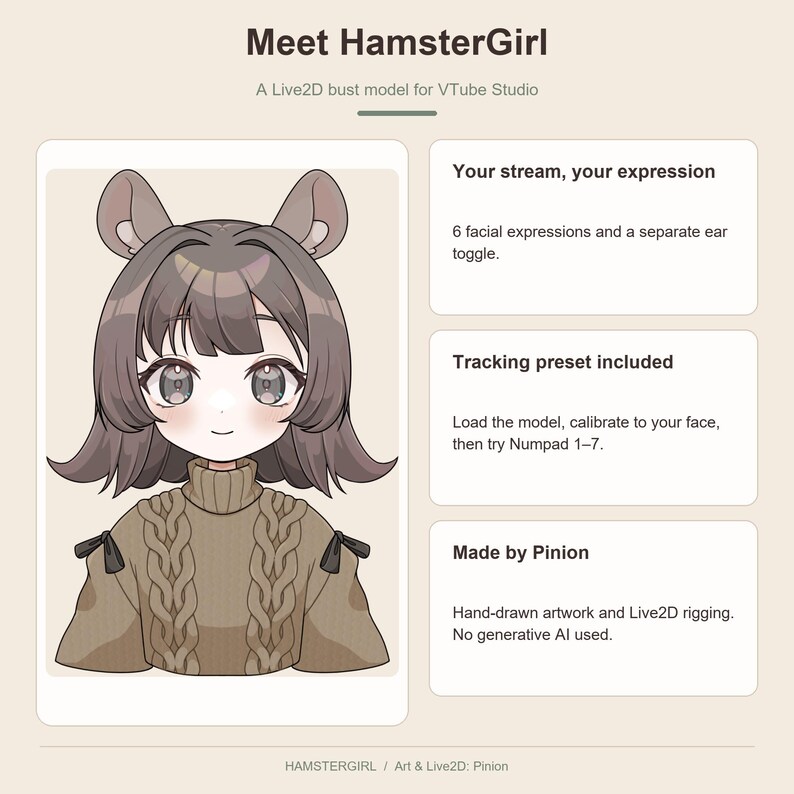 HamsterGirl bust overview and model features.