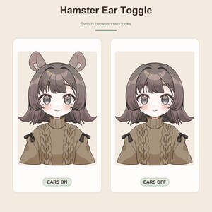 The same model with hamster ears shown and hidden.