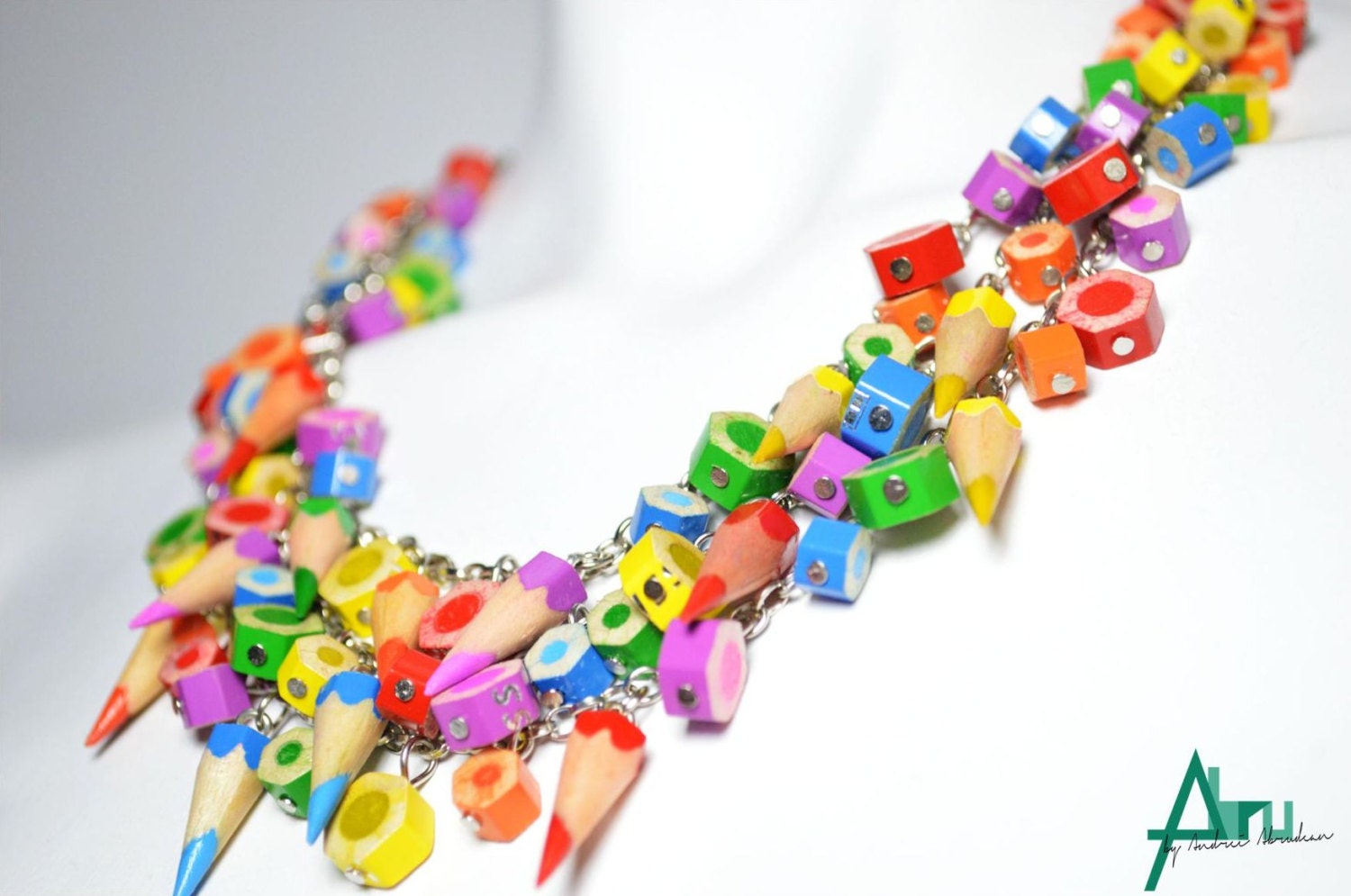 Rainbow Necklace Colored Pencil Necklace Pencil Jewelry Etsy
