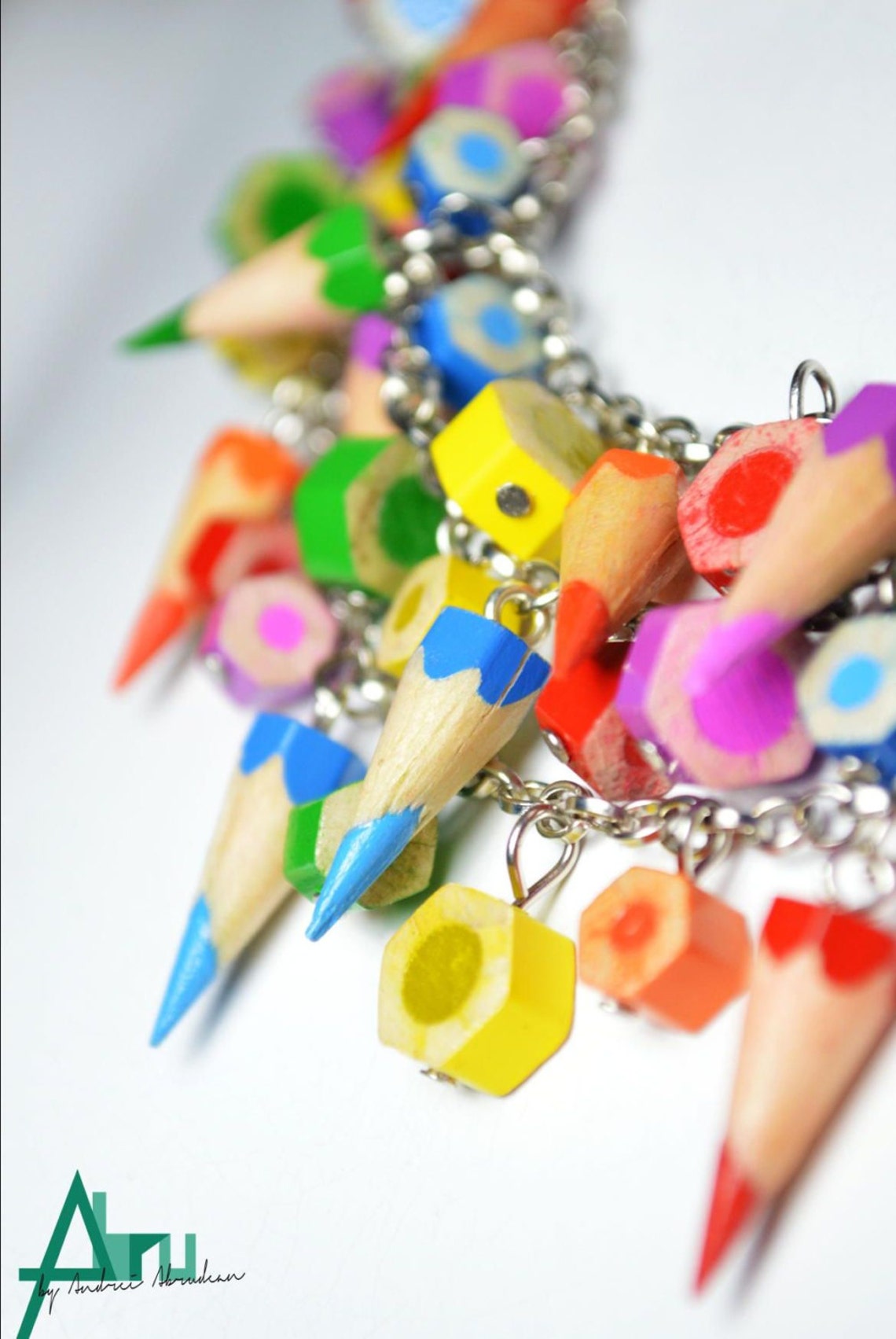 Rainbow Necklace Colored Pencil Necklace Pencil Jewelry Etsy