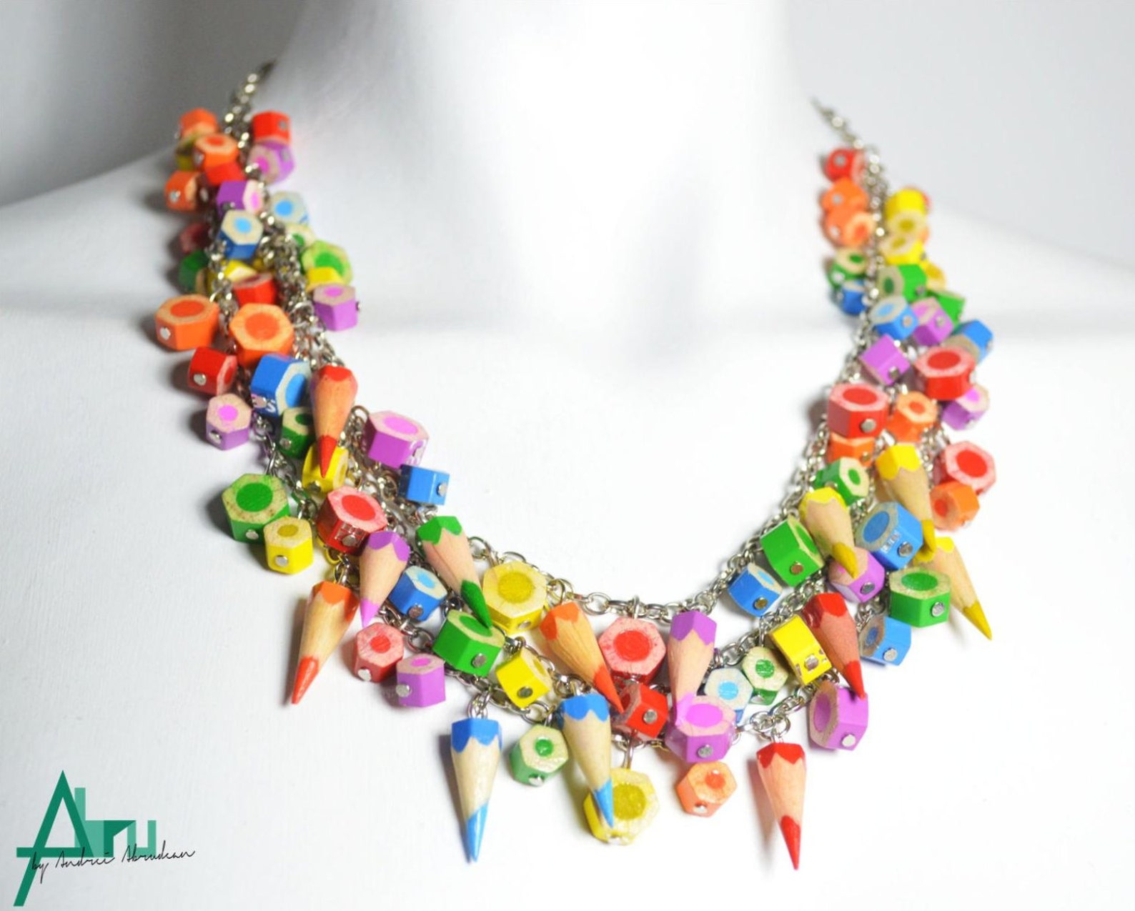 Rainbow Necklace Colored Pencil Necklace Pencil Jewelry Etsy