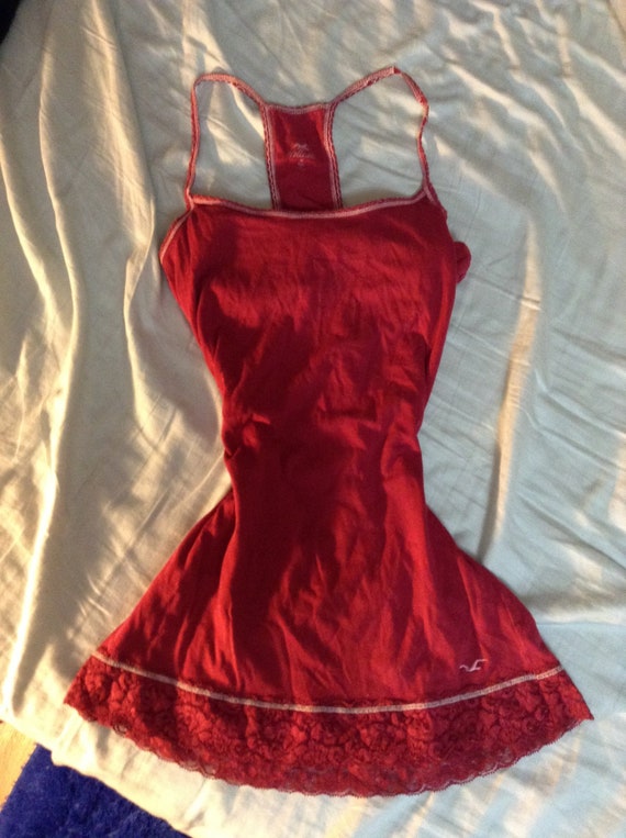 hollister red lace dress