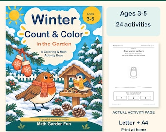 Winterliche Zähl- und Malvorlagen zum Ausdrucken, für Kinder von 3-5 Jahren (PDF)