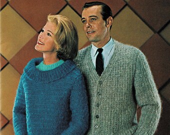 Vintage 1960s Man's Knitted Cardigan - Digital Pattern