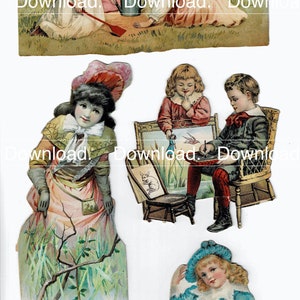 Vintage Victorian Scraps Children Instant Digital Download