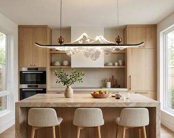 Modern Mountain LED Pendant Light, Black Acrylic Ceiling Lamp, Dining Room Chandelier