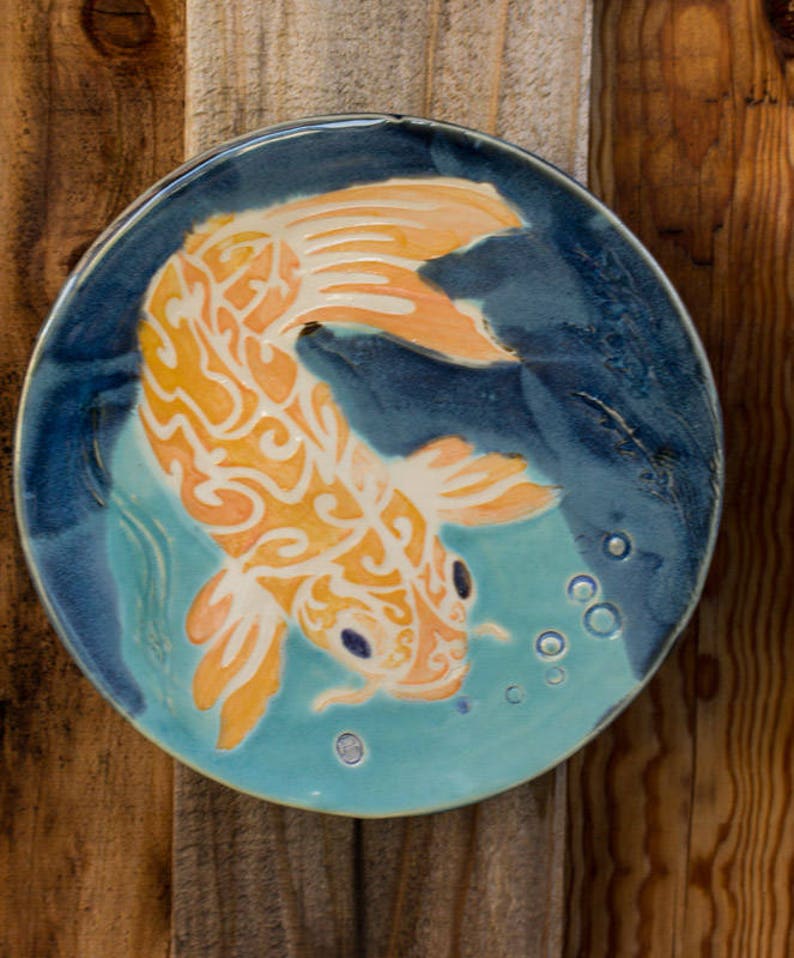 Fine Art Light Orange Ceramic Koi Fish in Water Home or | Etsy