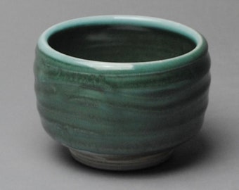 Tea Bowl Handmade Chawan  Copper Green V 2